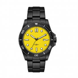 Horloge Georgia - RVS-Zwart/geel