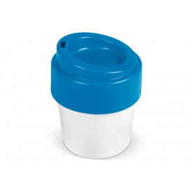 Hot-but-cool koffiebeker met deksel 240ml-Wit / blauw