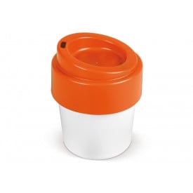 Hot-but-cool koffiebeker met deksel 240ml-Wit / oranje