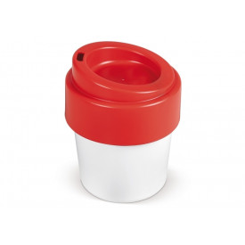 Hot-but-cool koffiebeker met deksel 240ml-Wit / rood