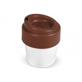 Hot-but-cool koffiebeker met deksel 240ml-Wit/bruin
