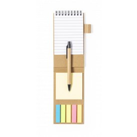 Phesux memoblok en houder - 30 vellen - 25 plakbriefjes en 125 mini plakbriefjes - inclusief pen - gerecycled karton
