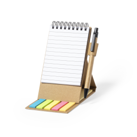 Phesux memoblok en houder - 30 vellen - 25 plakbriefjes en 125 mini plakbriefjes - inclusief pen - gerecycled karton