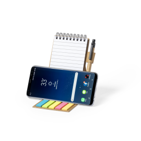 Phesux memoblok en houder - 30 vellen - 25 plakbriefjes en 125 mini plakbriefjes - inclusief pen - gerecycled karton