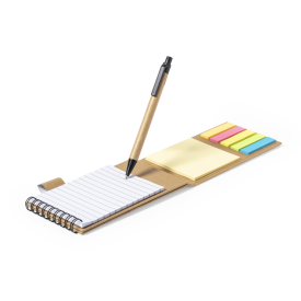 Phesux memoblok en houder - 30 vellen - 25 plakbriefjes en 125 mini plakbriefjes - inclusief pen - gerecycled karton