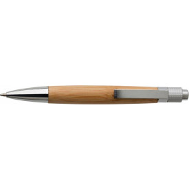 Houten bamboe balpen met metalen clip-Bruin-Zonder opdruk
