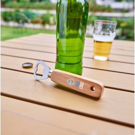 Travis flesopener - hout en RVS