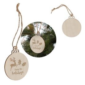 Houten kerstornament kerstbal - rond
