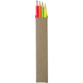 Markeerset - hout - 4 kleuren - 4 potloden - in papieren doos