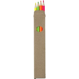 Markeerset - hout - 4 kleuren - 4 potloden - in papieren doos
