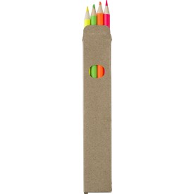 Markeerset - hout - 4 kleuren - 4 potloden - in papieren doos