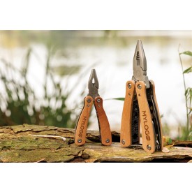 Multitool - RVS en hout - 13 functies - in geschenkverpakking