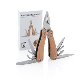 Multitool - RVS en hout - 13 functies - in geschenkverpakking
