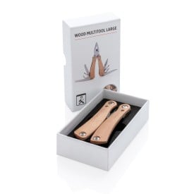 Multitool - RVS en hout - 13 functies - in geschenkverpakking