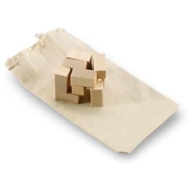 Trikesnats breinbreker - hout - 3 x 3 x 3 kubus - verpakt in katoenen zakje