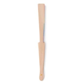 Regenboog handwaaier - polyester - 23 cm - houten handvat