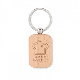 Poty Wood sleutelhanger - hout - 4.5 cm - ronde hoeken