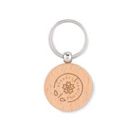 Toty Wood ronde sleutelhanger - hout - Ø 4 cm