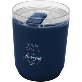 Hudson 180 ml dubbelwandige beker van gerecycled plastic-Navy