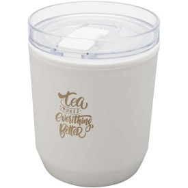 Hudson 180 ml dubbelwandige beker van gerecycled plastic-Wit
