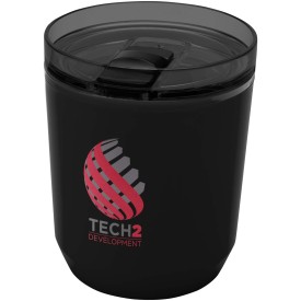Hudson 180 ml dubbelwandige beker van gerecycled plastic-Zwart