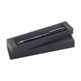 Hudson balpen - gerecycled aluminium - blauwe inkt - verchroomde clip en accenten - geschenkverpakking
