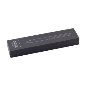 Hudson balpen - gerecycled aluminium - blauwe inkt - verchroomde clip en accenten - geschenkverpakking