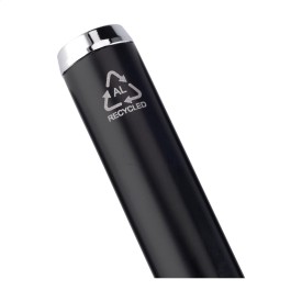 Hudson balpen - gerecycled aluminium - blauwe inkt - verchroomde clip en accenten - geschenkverpakking