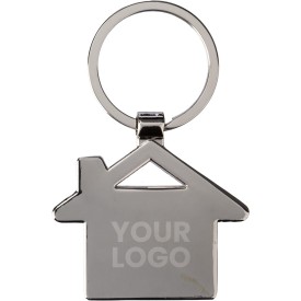 Huis sleutelhanger - zink en bamboe - 4.8 cm - gat aan bovenzijde