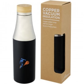 Hulan koperen vacuüm geïsoleerde roestvrijstalen fles van 540 ml met bamboe deksel-Zwart