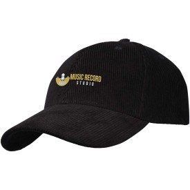 Hutton 6 panel cap van gerecycled corduroy-Zwart