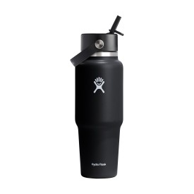 Hydro Flask Wide Mouth Travel Bottle with Flex Straw Cap 946 ml waterfles-Zwart