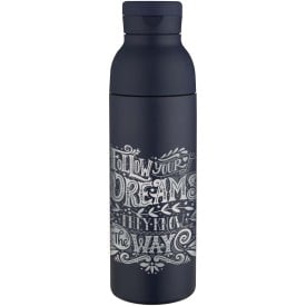 Illuminate 650 ml RCS gerecyclede dubbelwandige roestvrijstalen waterfles met 3-delige dekselset