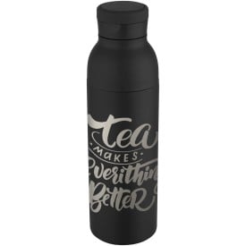 Illuminate 650 ml RCS gerecyclede roestvrijstalen dubbelwandige geïsoleerde waterfles-Zwart