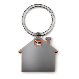 Sleutelhanger - roestvrij staal - huisvormig - met ABS