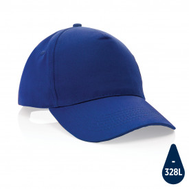Impact 5 panel 190gr gerecycled katoenen cap met AWARE™ trac-Blauw