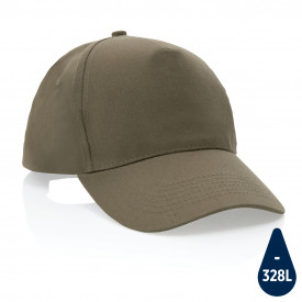 Impact 5 panel 190gr gerecycled katoenen cap met AWARE™ trac-Groen