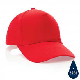 Impact 5 panel 190gr gerecycled katoenen cap met AWARE™ trac-Rood