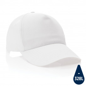Impact 5 panel 190gr gerecycled katoenen cap met AWARE™ trac-Wit