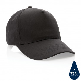 Impact 5 panel 190gr gerecycled katoenen cap met AWARE™ trac-Zwart