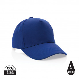 Impact 5 panel 280gr recycled katoenen cap met AWARE™ tracer-Blauw