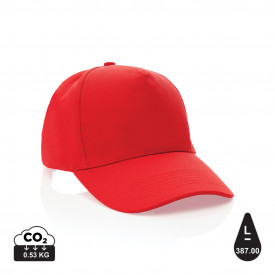 Impact 5 panel 280gr recycled katoenen cap met AWARE™ tracer-Rood