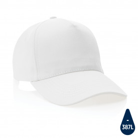 Impact 5 panel 280gr recycled katoenen cap met AWARE™ tracer-Wit
