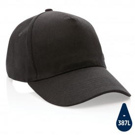 Impact 5 panel 280gr recycled katoenen cap met AWARE™ tracer-Zwart