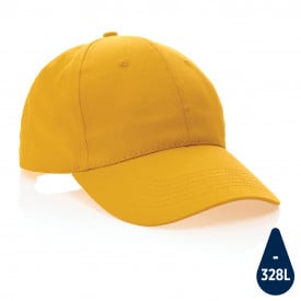 Impact 6 panel 190gr gerecycled katoenen cap met AWARE™ trac-Geel