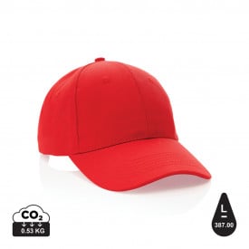 Impact 6 panel 280gr gerecycled katoenen cap met AWARE™ trac-Rood