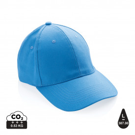 Impact 6 panel 280gr gerecycled katoenen cap met AWARE™ trac-Rustgevend blauw