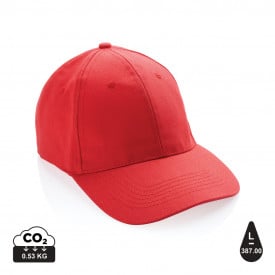Impact 6 panel 280gr gerecycled katoenen cap met AWARE™ trac-Weelderig rood