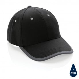 Impact AWARE ™ 6 panel cap van geborsteld katoen met bies-Zwart