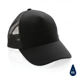 Impact AWARE ™ geborsteld katoenen truckercap met 5 panelen-Zwart